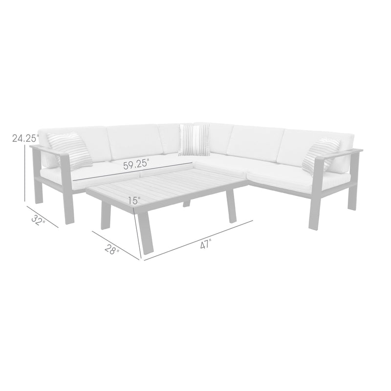 Nofi Outdoor Patio Sectional Set in Charcoal Finish with Taupe Cushions and Teak Wood - Furniture City (CA)l