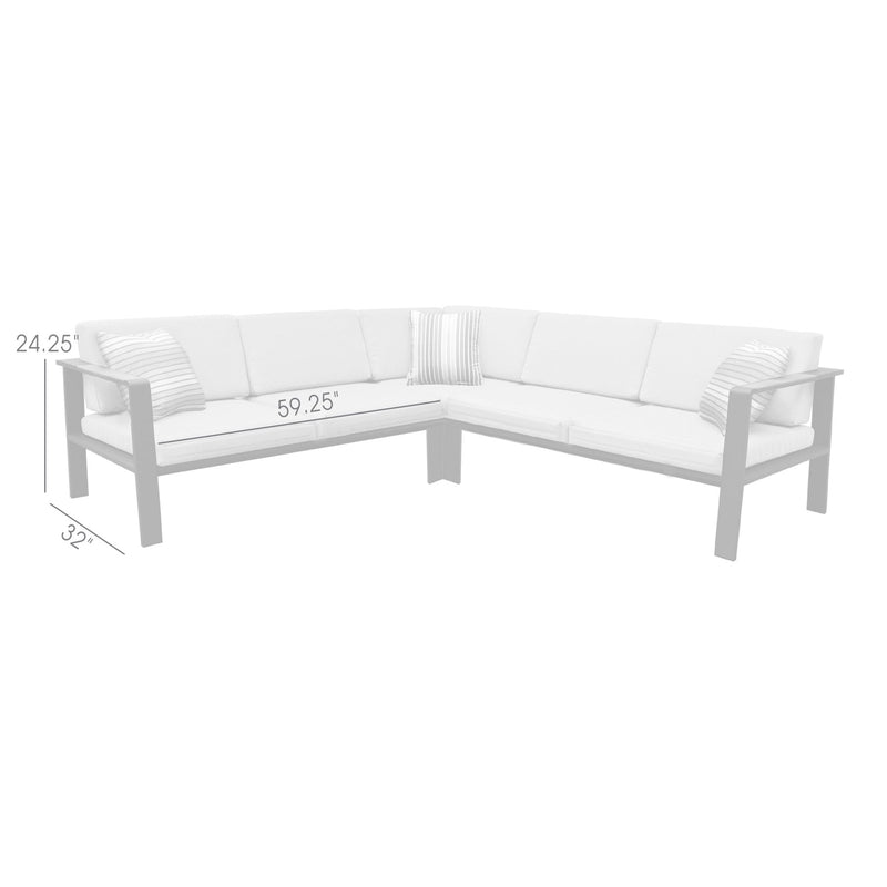 Nofi Aluminum and Teak Wood Outdoor Sectional Sofa in Charcoal and Taupe - Furniture City (CA)l