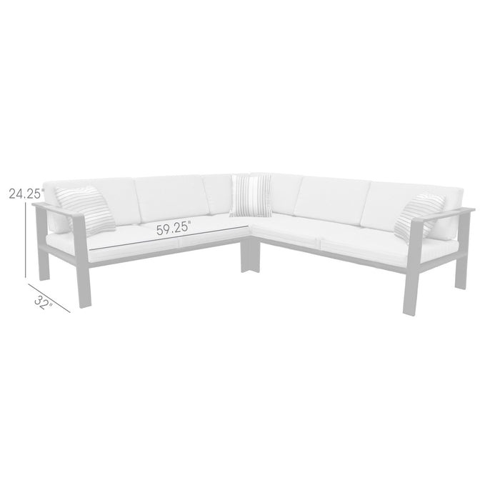 Nofi Aluminum and Teak Wood Outdoor Sectional Sofa in Charcoal and Taupe