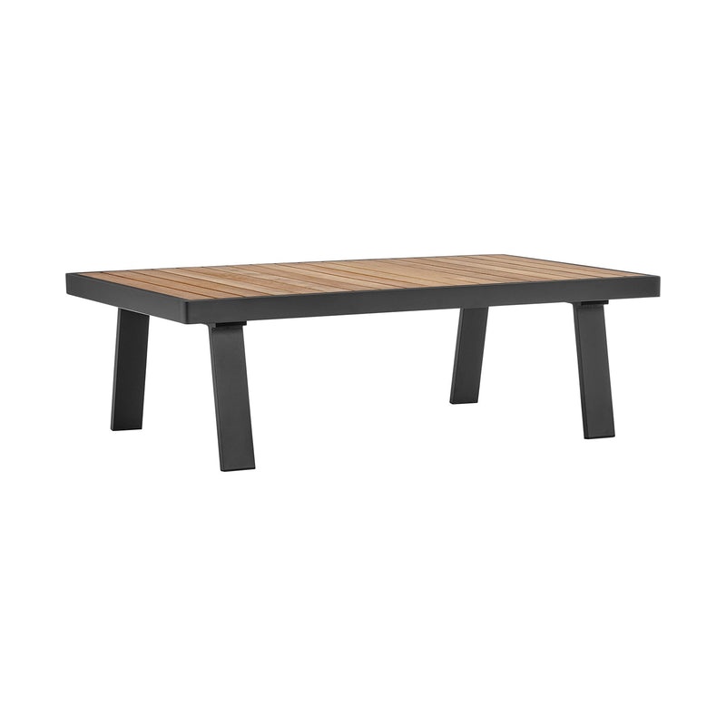 Nofi Aluminum and Teak Wood Outdoor Coffee Table in Charcoal Gray - Furniture City (CA)l