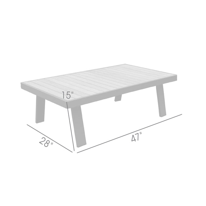 Nofi Aluminum and Teak Wood Outdoor Coffee Table in Charcoal Gray
