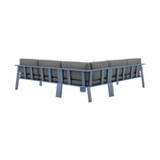 Nofi Aluminum and Teak Wood Outdoor Sectional Sofa in Gray - Furniture City (CA)l