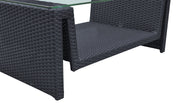 Oahu 4 piece Outdoor Wicker Patio Set with Brown Fabric Cushions and Tempered Glass Top - Furniture City (CA)l