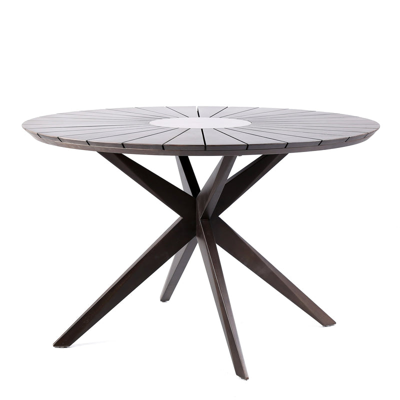 Oasis and Beckham 5 Piece Dining Set in Dark Eucalyptus Wood with Gray Rope - Furniture City (CA)l