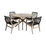 Oasis and Beckham 5 Piece Dining Set in Light Eucalyptus Wood with Charcoal Rope - Furniture City (CA)l