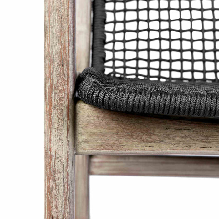 Oasis and Beckham 5 Piece Dining Set in Light Eucalyptus Wood with Charcoal Rope