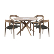 Oasis Santo Outdoor Patio 5 Piece Round Dining Set in Eucalyptus Wood and Charcoal Rope - Furniture City (CA)l