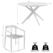 Oasis Santo Outdoor Patio 5 Piece Round Dining Set in Eucalyptus Wood and Charcoal Rope - Furniture City (CA)l