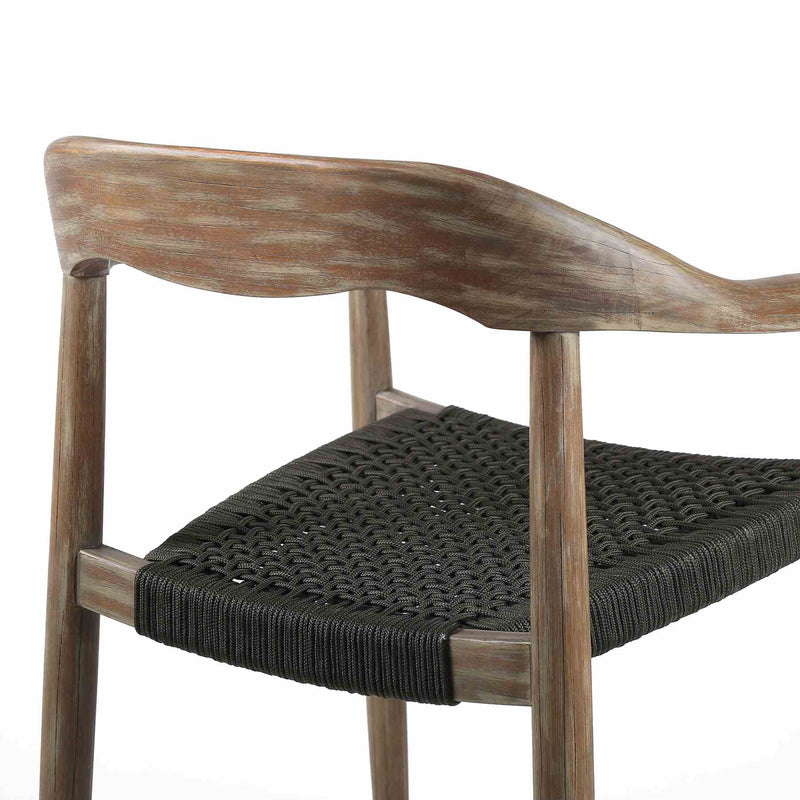 Oasis Santo Outdoor Patio 5 Piece Round Dining Set in Eucalyptus Wood and Charcoal Rope - Furniture City (CA)l