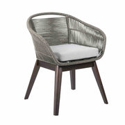 Oasis Tutti Frutti Outdoor Patio 5 Piece Round Dining Set in Eucalyptus Wood with Gray Rope and Cushions - Furniture City (CA)l