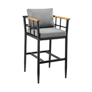 Orlando Outdoor Patio 5-Piece Bar Table Set in Aluminum with Gray Cushions - Furniture City (CA)l