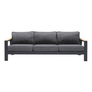 Palau 4 Piece Outdoor Sofa Set in Dark Gray with Natural Teak Wood Accent Top - Furniture City (CA)l