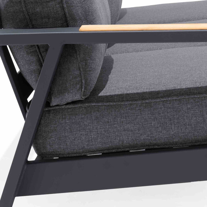 Palau 4 Piece Outdoor Sofa Set in Dark Gray with Natural Teak Wood Accent Top