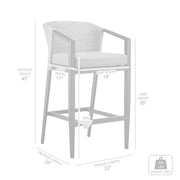Palma Outdoor Patio 5-Piece Bar Table Set in Aluminum with Gray Cushions - Furniture City (CA)l
