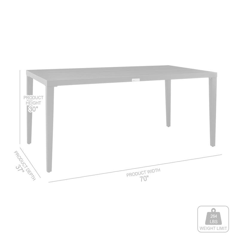 Palma Outdoor Patio 5-Piece Dining Table Set in Aluminum and Wicker with Gray Cushions - Furniture City (CA)l