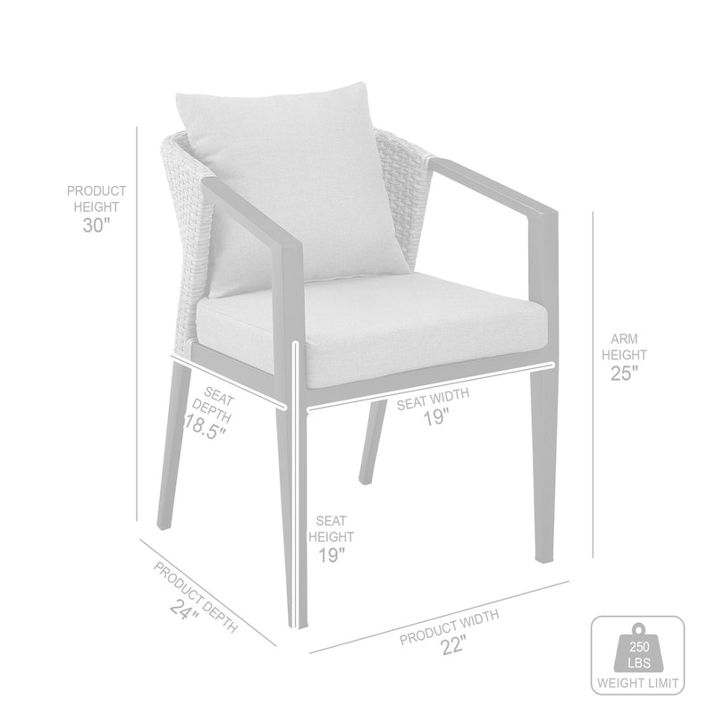 Palma Outdoor Patio 5-Piece Dining Table Set in Aluminum and Wicker with Gray Cushions - Furniture City (CA)l