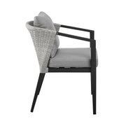 Palma Outdoor Patio 5-Piece Dining Table Set in Aluminum and Wicker with Gray Cushions - Furniture City (CA)l