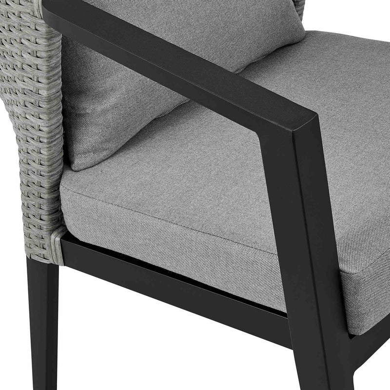 Palma Outdoor Patio 5-Piece Dining Table Set in Aluminum and Wicker with Gray Cushions - Furniture City (CA)l