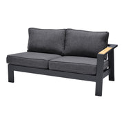 Palau 4 Piece Outdoor Sectional Set with Cushions in Dark Gray and Natural Teak Wood Accent - Furniture City (CA)l