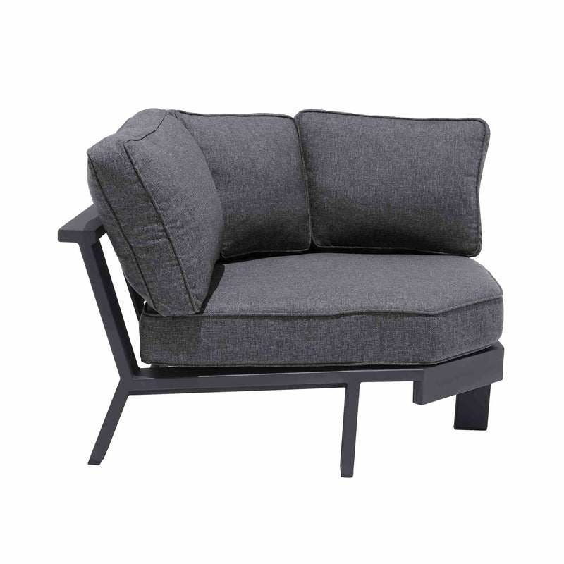 Palau 4 Piece Outdoor Sectional Set with Cushions in Dark Gray and Natural Teak Wood Accent - Furniture City (CA)l