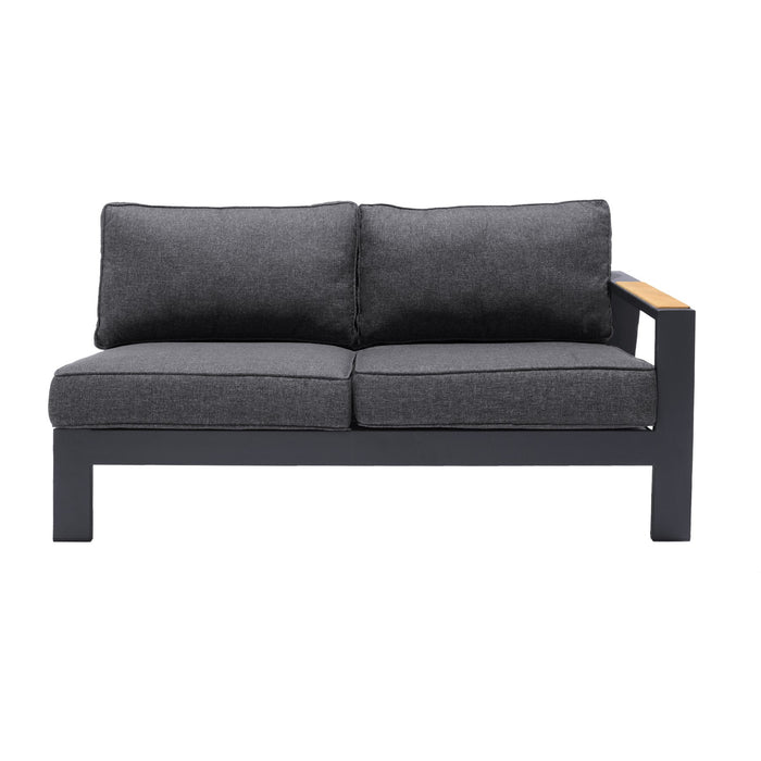 Palau Aluminum and Teak Wood Outdoor Sectional Sofa in Gray