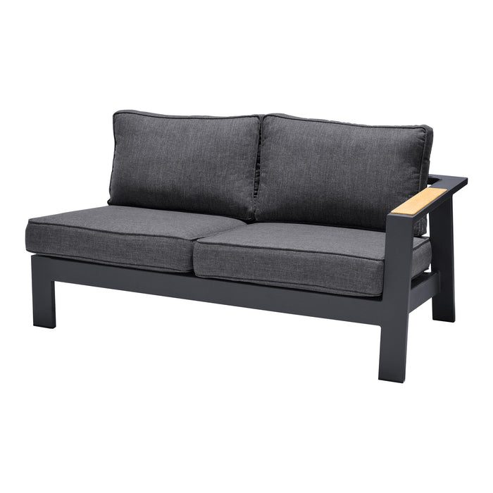Palau Aluminum and Teak Wood Outdoor Sectional Sofa in Gray