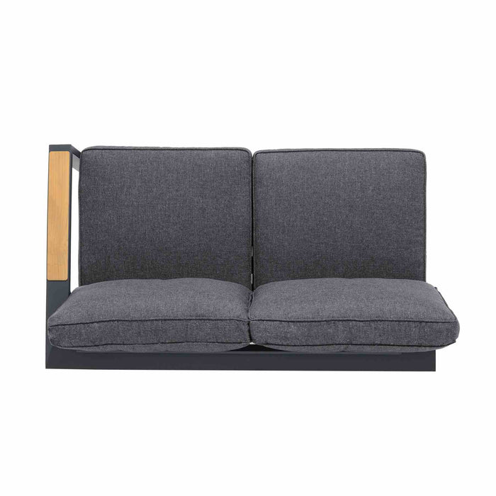Palau Aluminum and Teak Wood Outdoor Sectional Sofa in Gray