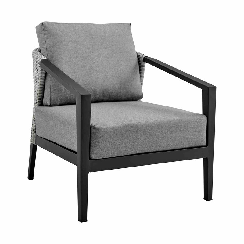 Palma Wicker and Aluminum Outdoor Chair in Black and Dark Gray - Furniture City (CA)l