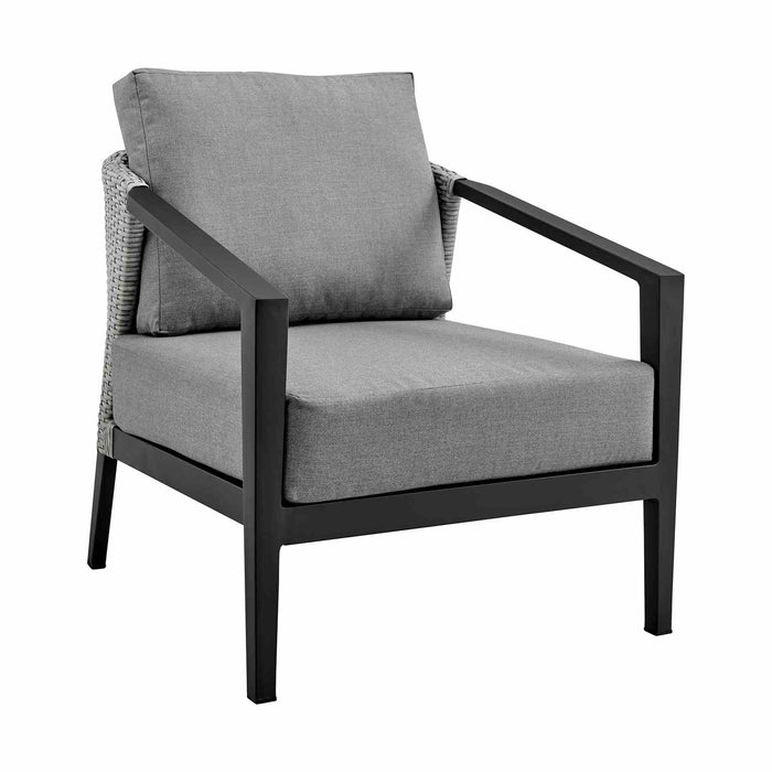 Palma Wicker and Aluminum Outdoor Chair in Black and Dark Gray