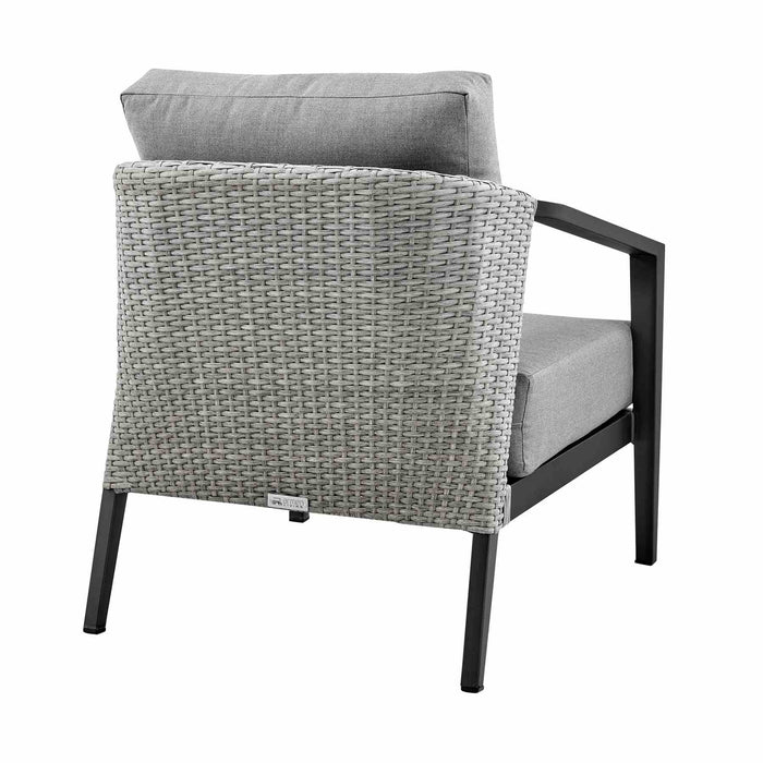 Palma Wicker and Aluminum Outdoor Chair in Black and Dark Gray
