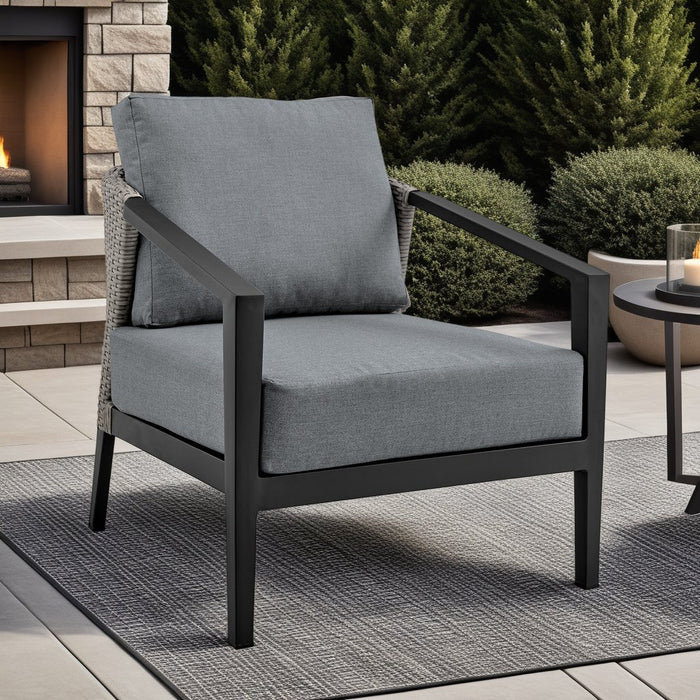 Palma Wicker and Aluminum Outdoor Chair in Black and Dark Gray