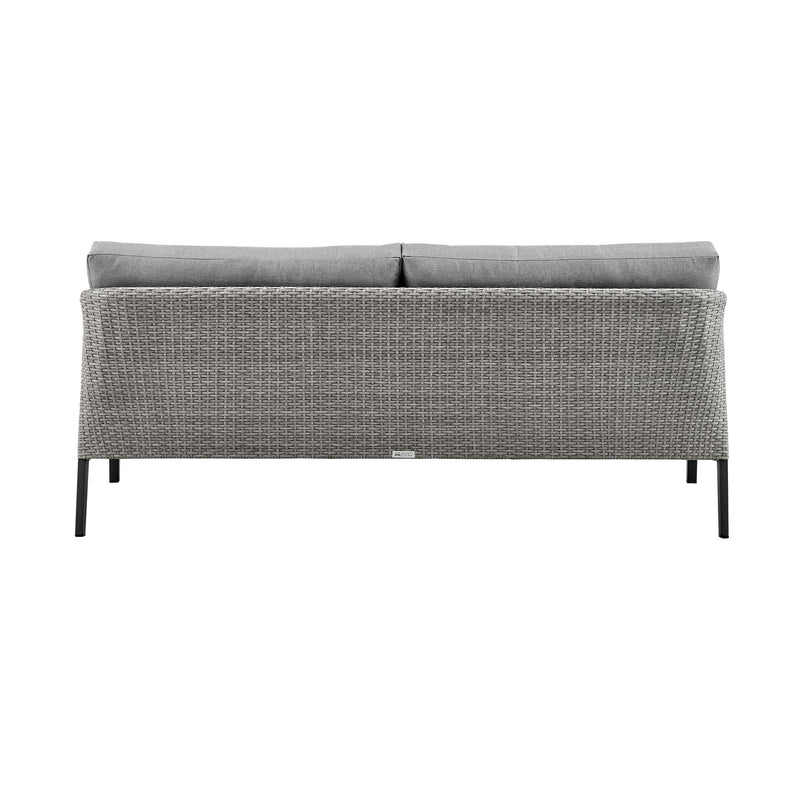 Palma Wicker and Aluminum Outdoor Sofa in Black and Dark Gray