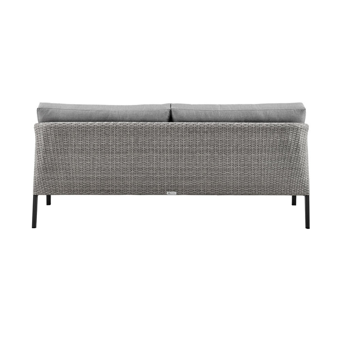 Palma Wicker and Aluminum Outdoor Sofa in Black and Dark Gray