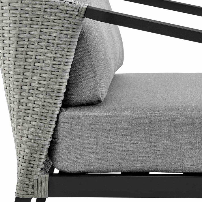 Palma Wicker and Aluminum Outdoor Sofa in Black and Dark Gray