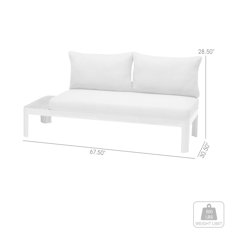 Portals Outdoor 2 Piece Sofa Set in Light Matte Sand Finish with Beige Cushions and Natural Teak Wood Accent - Furniture City (CA)l