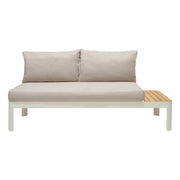 Portals Outdoor 3 Piece Sofa Set in Light Matte Sand Finish with Natural Teak Wood Top Accent - Furniture City (CA)l