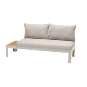 Portals Outdoor 3 Piece Sofa Set in Light Matte Sand Finish with Natural Teak Wood Top Accent - Furniture City (CA)l