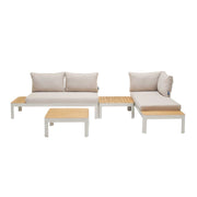 Portals Outdoor 4 Piece Sofa set in Matte Sand Finish with Natural Teak Wood - Furniture City (CA)l