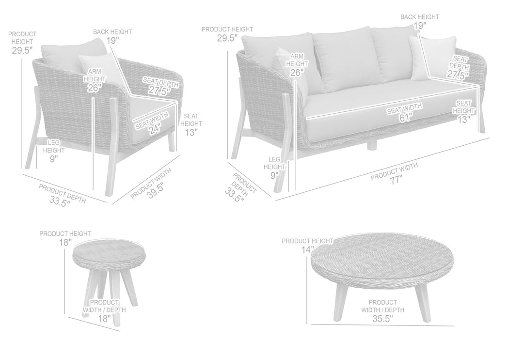 Pismo 5-Piece Outdoor Patio Furniture Set in Acacia Wood and Wicker with Taupe Cushions