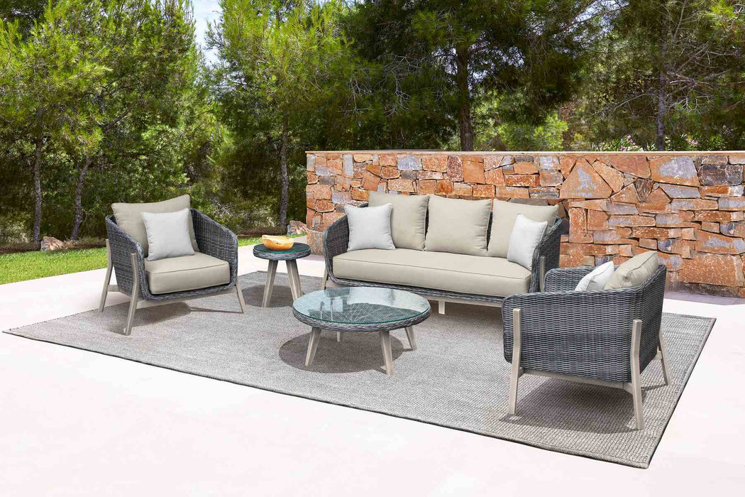 Pismo 5-Piece Outdoor Patio Furniture Set in Acacia Wood and Wicker with Taupe Cushions