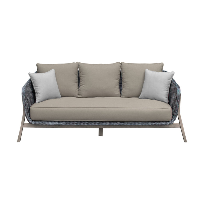 Pismo 5-Piece Outdoor Patio Furniture Set in Acacia Wood and Wicker with Taupe Cushions