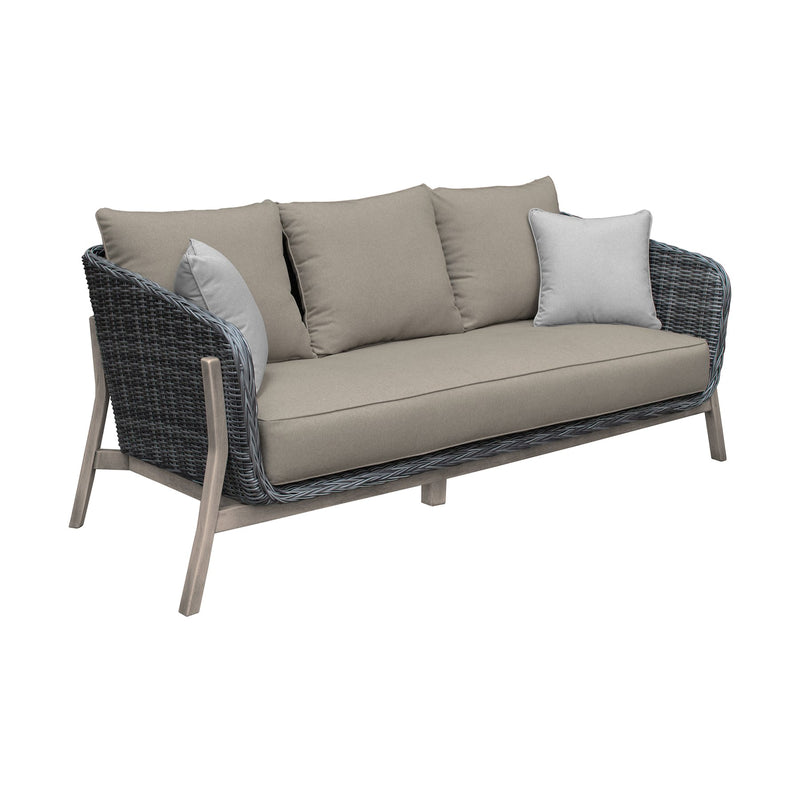 Pismo 5-Piece Outdoor Patio Furniture Set in Acacia Wood and Wicker with Taupe Cushions - Furniture City (CA)l