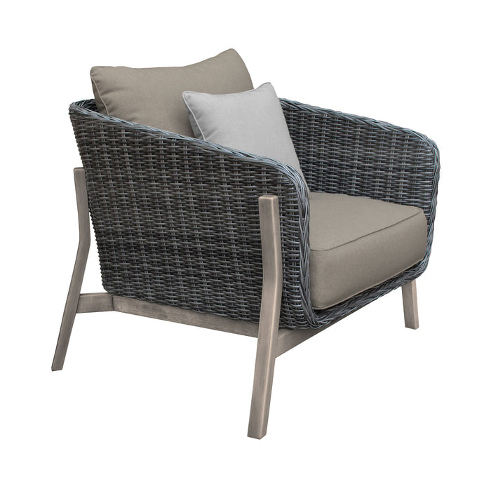 Pismo 5-Piece Outdoor Patio Furniture Set in Acacia Wood and Wicker with Taupe Cushions