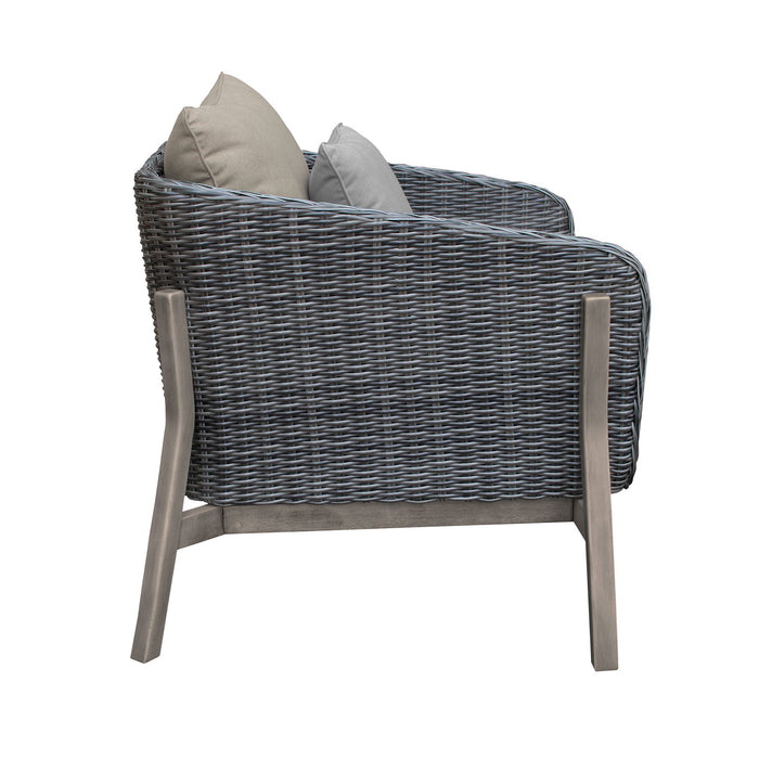 Pismo 5-Piece Outdoor Patio Furniture Set in Acacia Wood and Wicker with Taupe Cushions