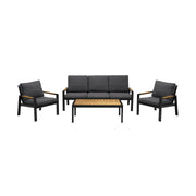 Panama Outdoor 4 Piece Black Aluminum Sofa Seating Set with Dark Gray Olefin - Furniture City (CA)l