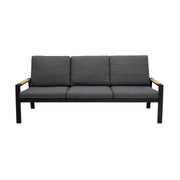 Panama Outdoor 4 Piece Black Aluminum Sofa Seating Set with Dark Gray Olefin - Furniture City (CA)l
