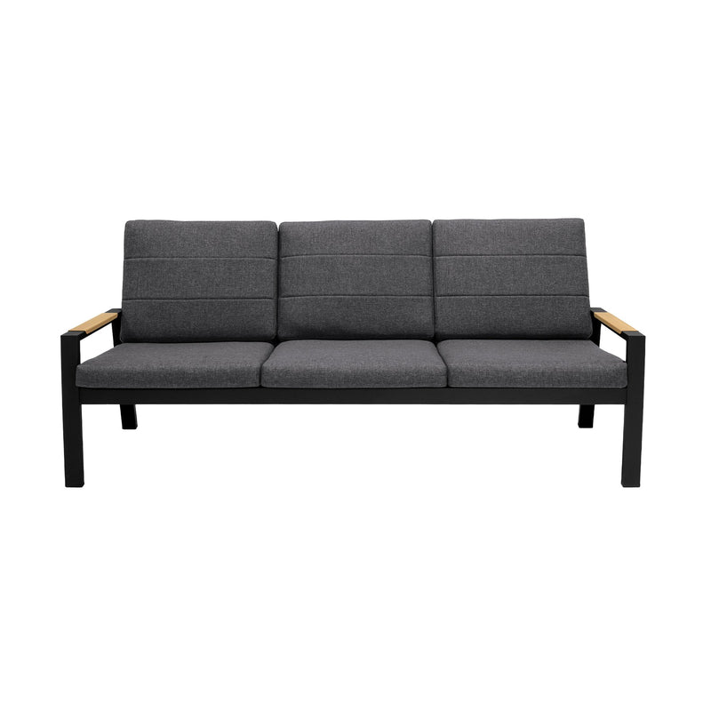 Panama Outdoor 4 Piece Black Aluminum Sofa Seating Set with Dark Gray Olefin - Furniture City (CA)l
