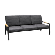 Panama Outdoor 4 Piece Black Aluminum Sofa Seating Set with Dark Gray Olefin - Furniture City (CA)l