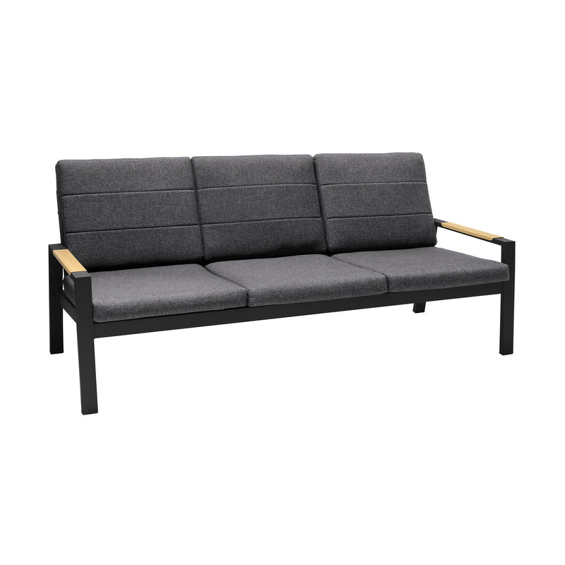 Panama Outdoor 4 Piece Black Aluminum Sofa Seating Set with Dark Gray Olefin - Furniture City (CA)l