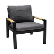 Panama Outdoor 4 Piece Black Aluminum Sofa Seating Set with Dark Gray Olefin - Furniture City (CA)l
